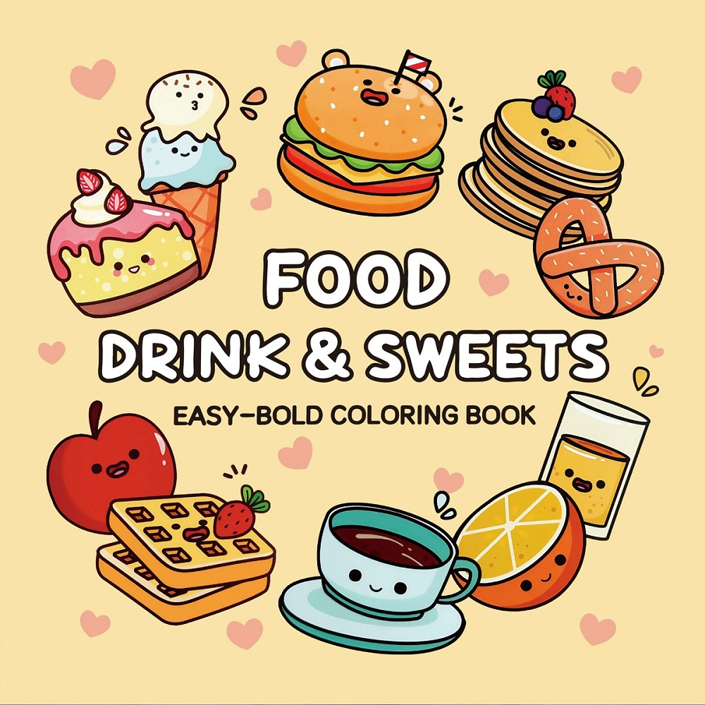 Food Snacks Coloring Book - Buku Mewarnai Mudah untuk Dewasa dengan