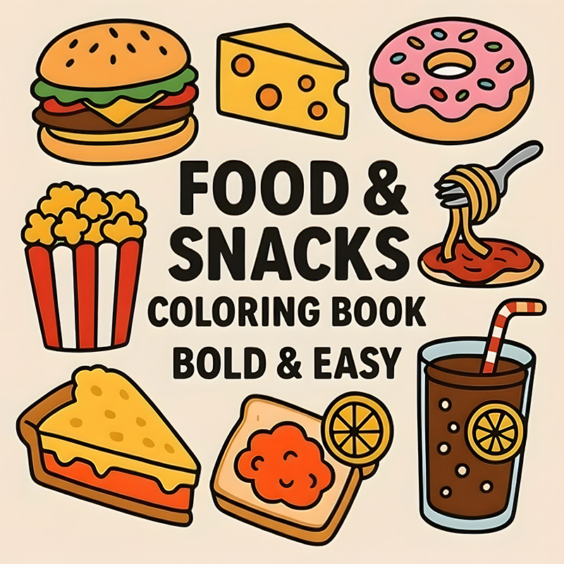 Food Snacks Coloring Book - Buku Mewarnai Bertema Makanan & Camilan