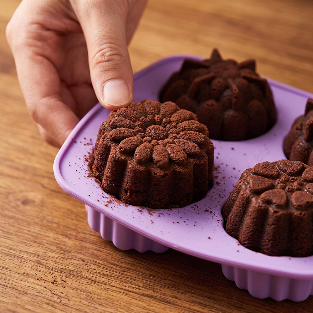 Food Snacks Healthy - Cetakan Silikon Bentuk Bunga 4 Lubang