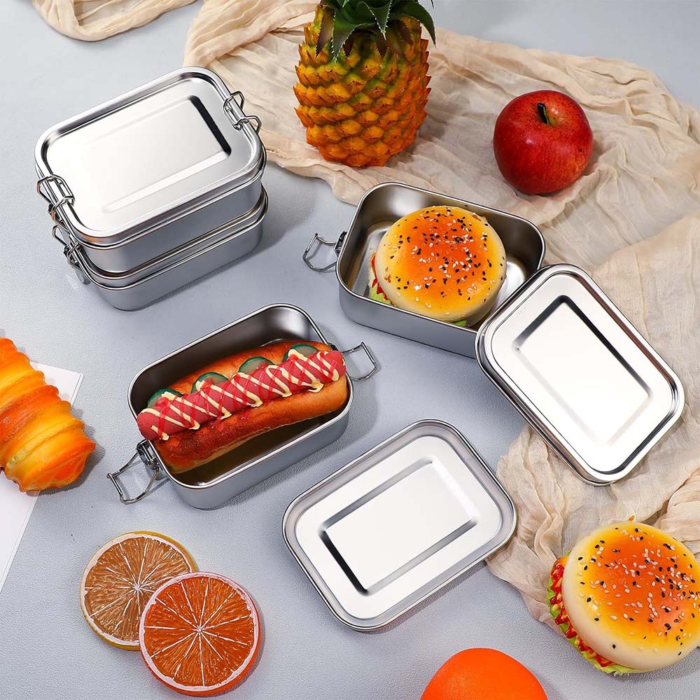 4 buah kotak Bento baja tahan  - Food Snacks For School ulasan dan harga
