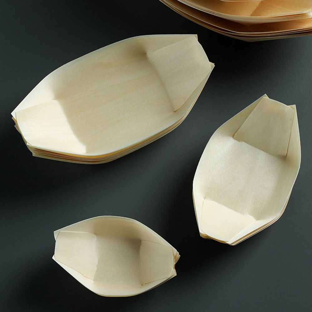 50PCS Piring Kayu Sekali Pakai - Food In Japanese Snacks ulasan dan harga
