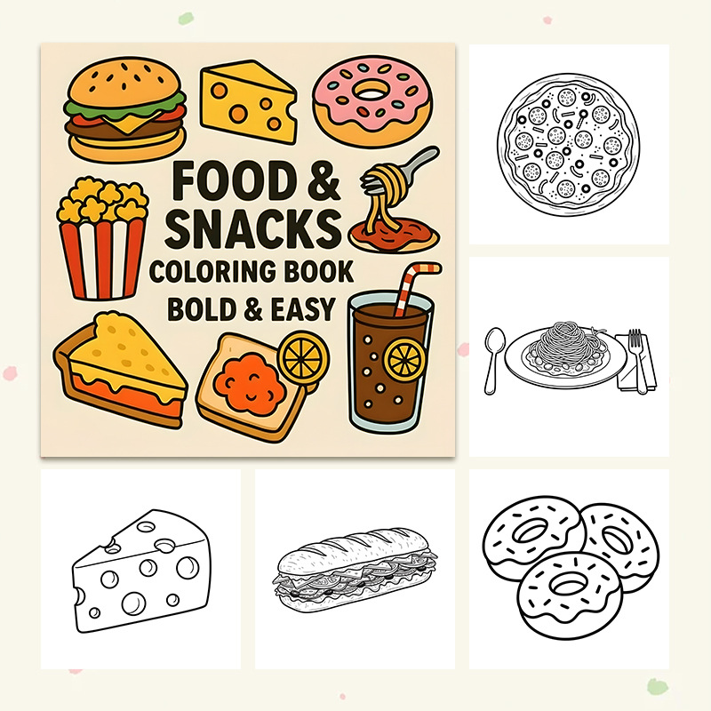 Buku Mewarnai Bertema Makanan  - Food Snacks Coloring Book ulasan dan harga