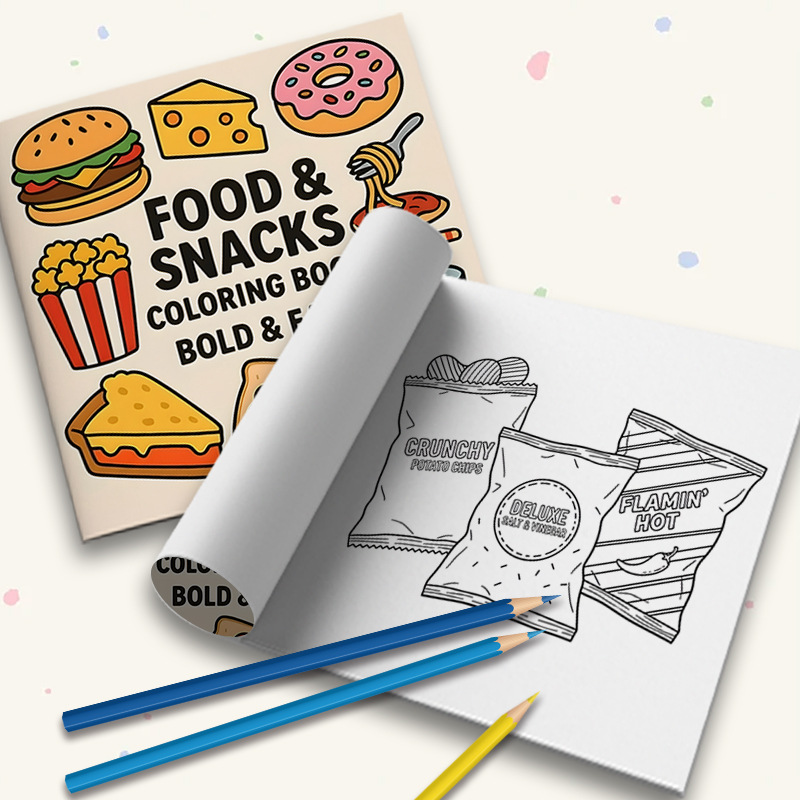 Buku Mewarnai Bertema Makanan  - Food Snacks Coloring Book ulasan dan harga